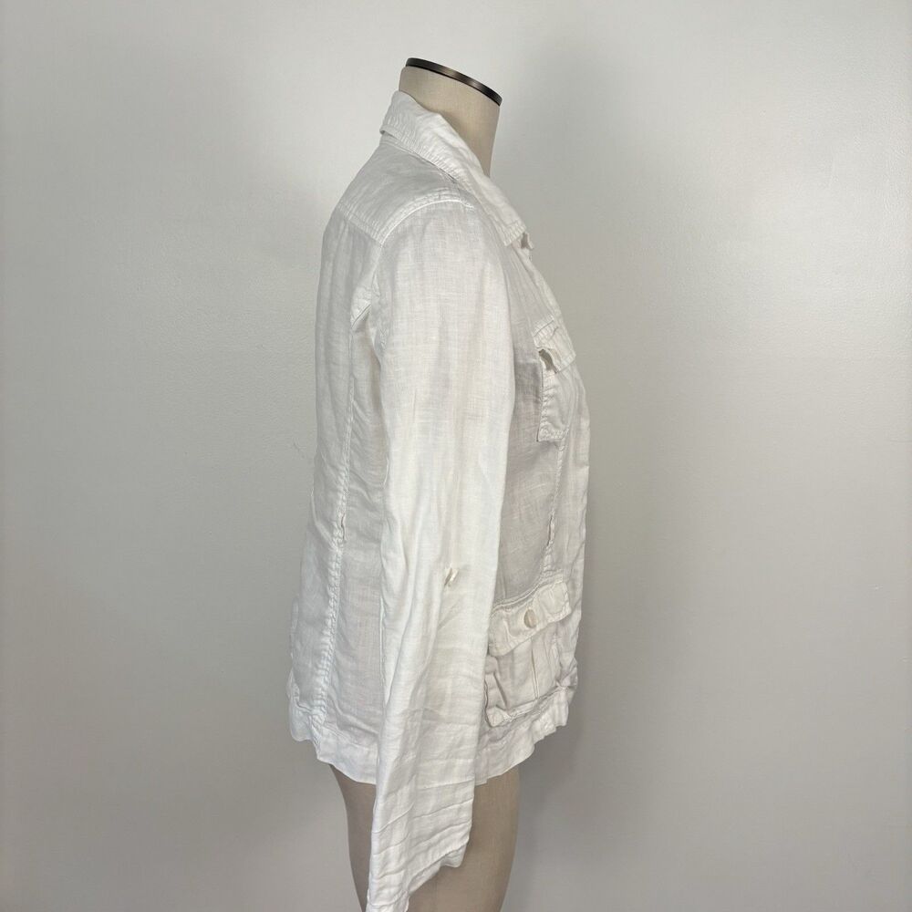 Ann Taylor Loft Womens S White Utility 100% Linen Button Front Jacket Top - Picture 3 of 8